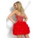 Красное бальное платье мини без бретелек